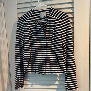 LOFT Women's Striped Blazer in Black and White